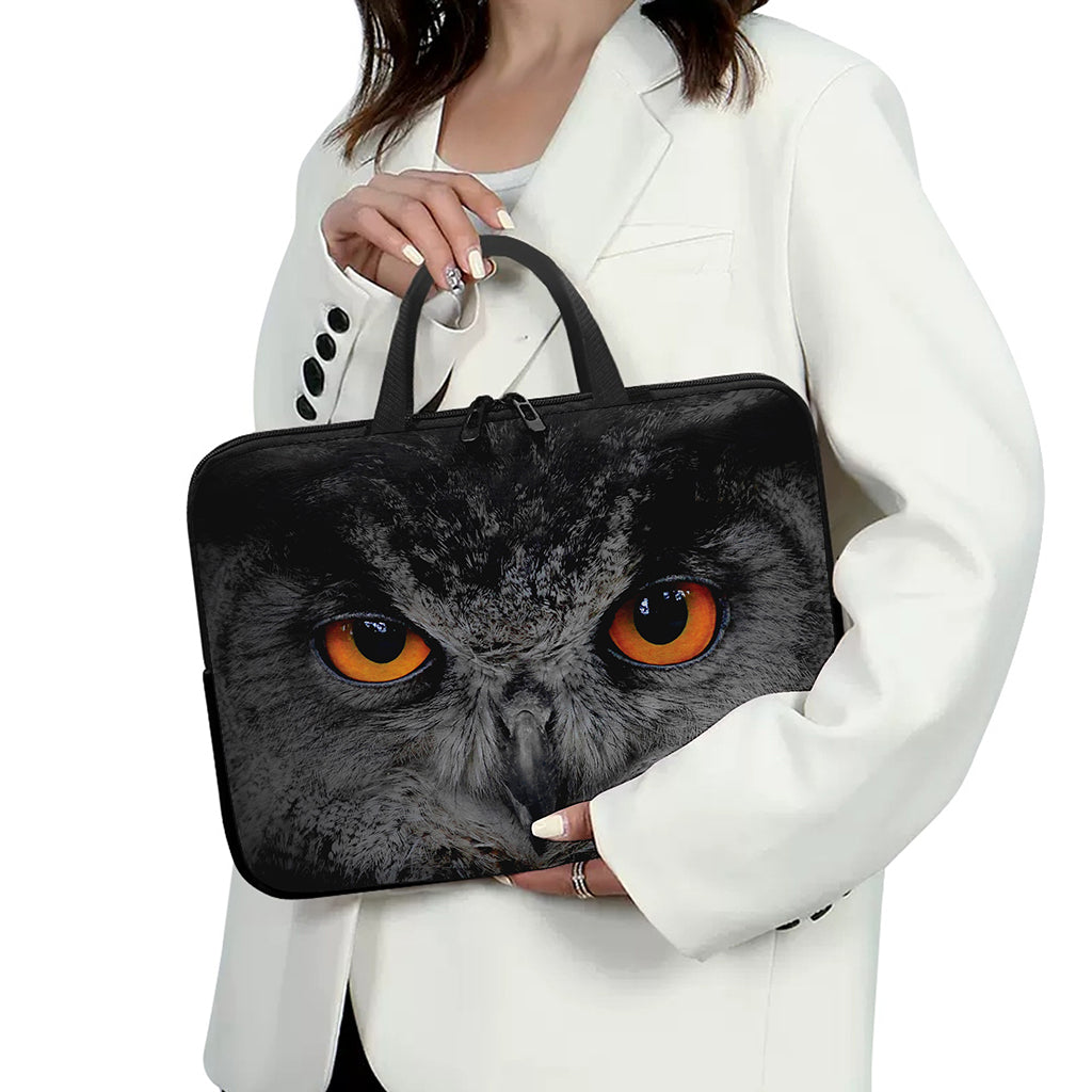 Owl Eyes Print Laptop Sleeve With Handle