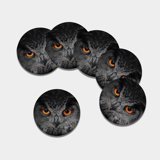 Owl Eyes Print Leather Coaster Set