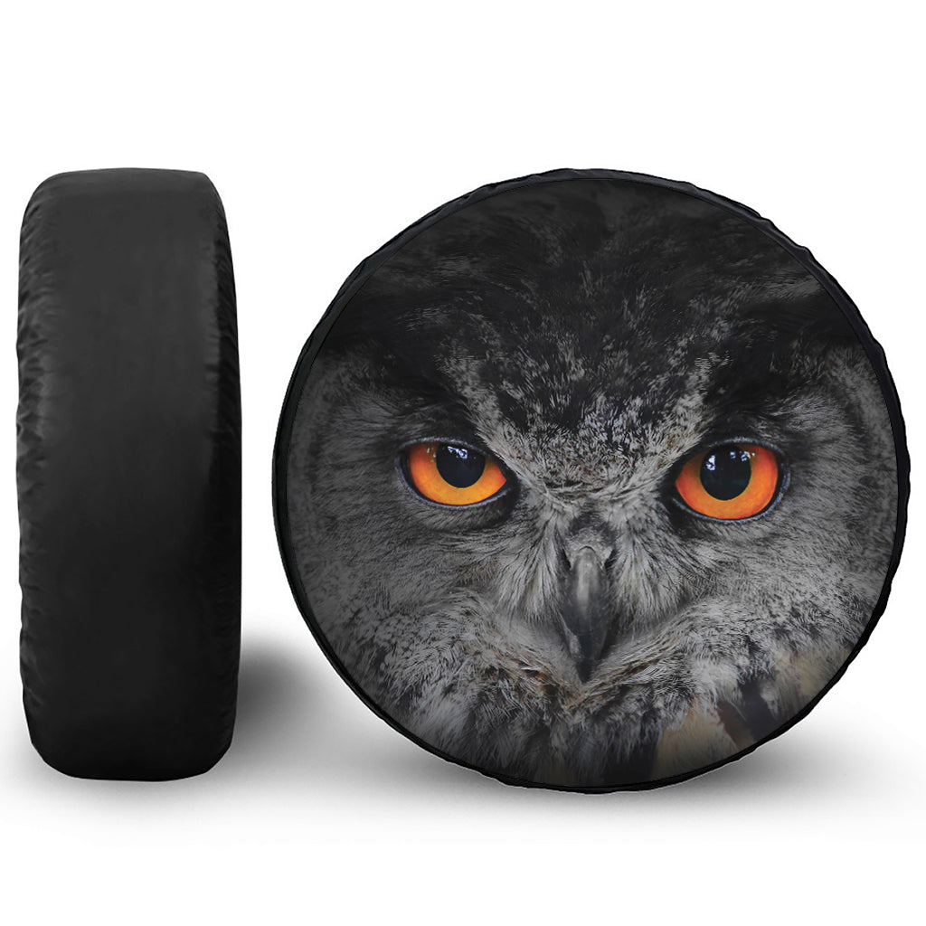 Owl Eyes Print Leather Spare Tire Cover