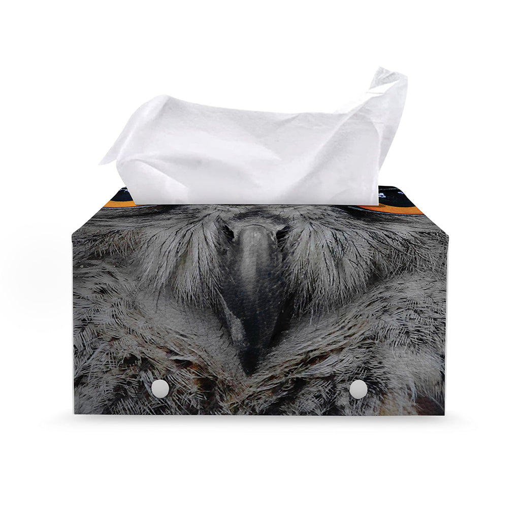 Owl Eyes Print Leather Tissue Box Cover