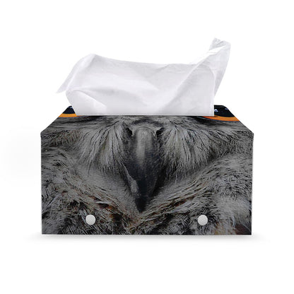 Owl Eyes Print Leather Tissue Box Cover