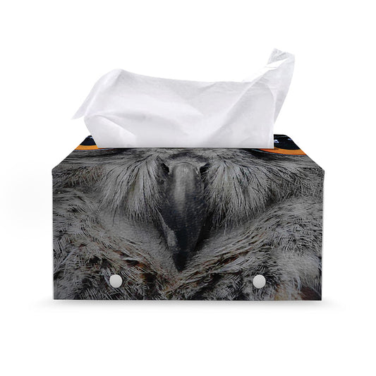 Owl Eyes Print Leather Tissue Box Cover