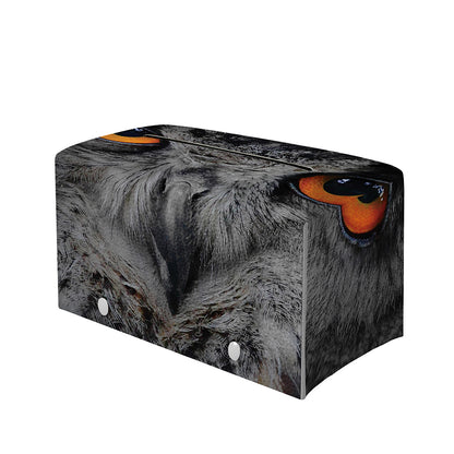 Owl Eyes Print Leather Tissue Box Cover