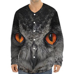 Owl Eyes Print Long Sleeve Baseball Jersey