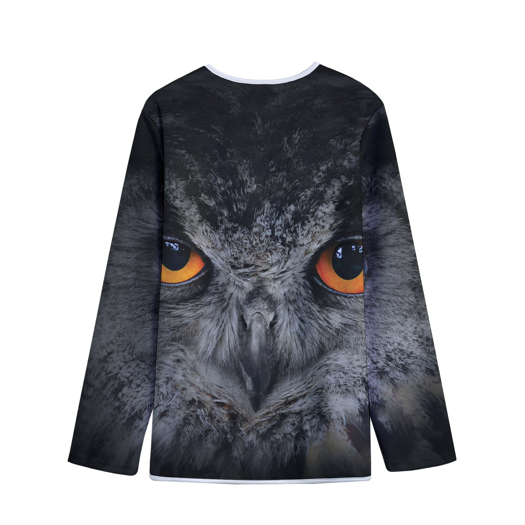 Owl Eyes Print Long Sleeve Short Coat