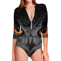 Owl Eyes Print Long Sleeve Swimsuit