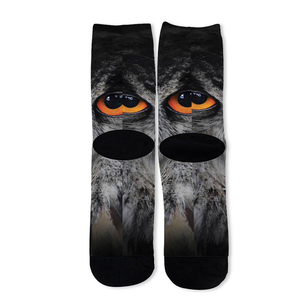 Owl Eyes Print Long Socks