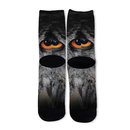 Owl Eyes Print Long Socks