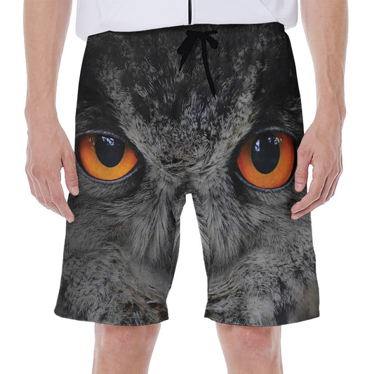 Owl Eyes Print Men's Beach Shorts
