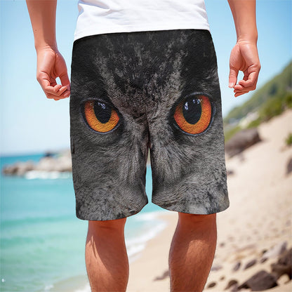 Owl Eyes Print Men's Cargo Shorts