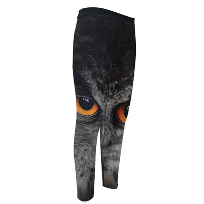 Owl Eyes Print Men's Compression Pants