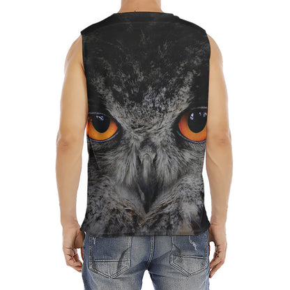 Owl Eyes Print Men's Fitness Tank Top