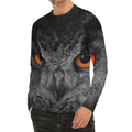 Owl Eyes Print Men's Long Sleeve Rash Guard