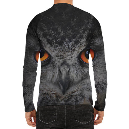 Owl Eyes Print Men's Long Sleeve Rash Guard