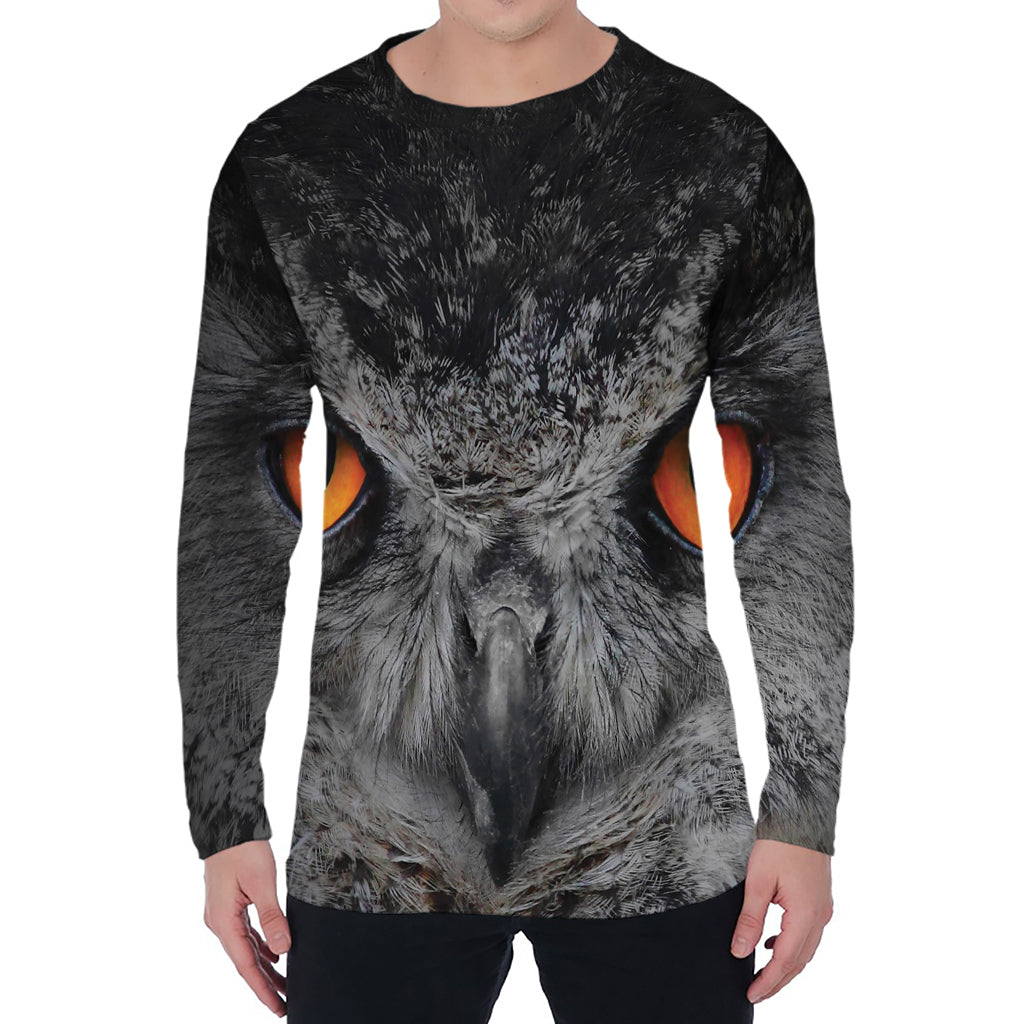 Owl Eyes Print Men's Long Sleeve T-Shirt