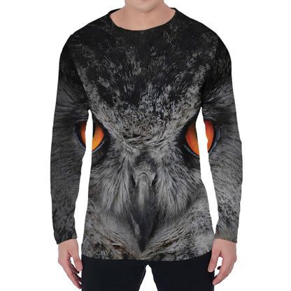 Owl Eyes Print Men's Long Sleeve T-Shirt