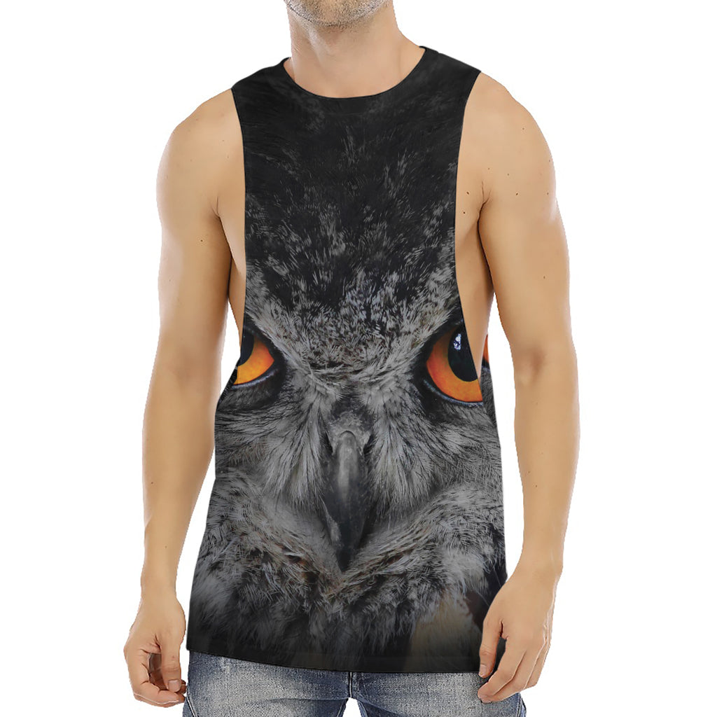 Owl Eyes Print Men's Muscle Tank Top