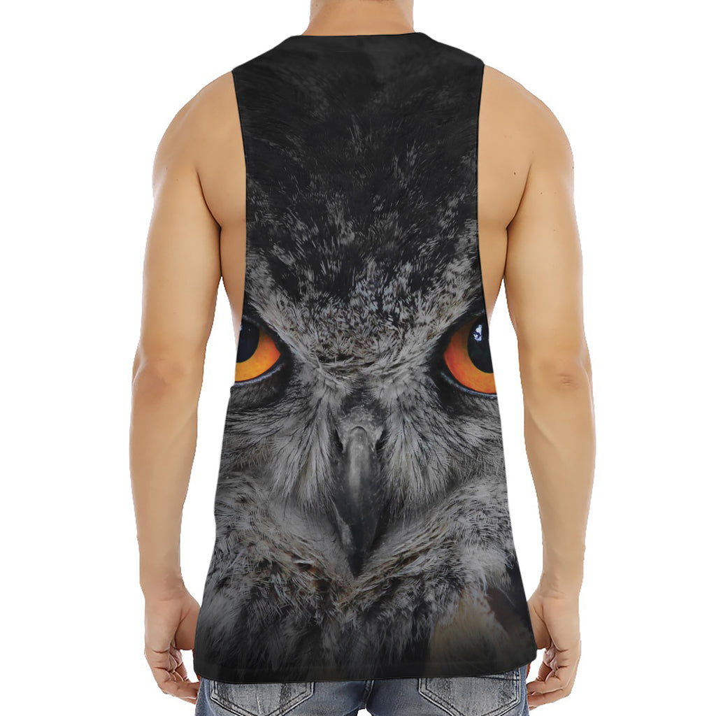 Owl Eyes Print Men's Muscle Tank Top
