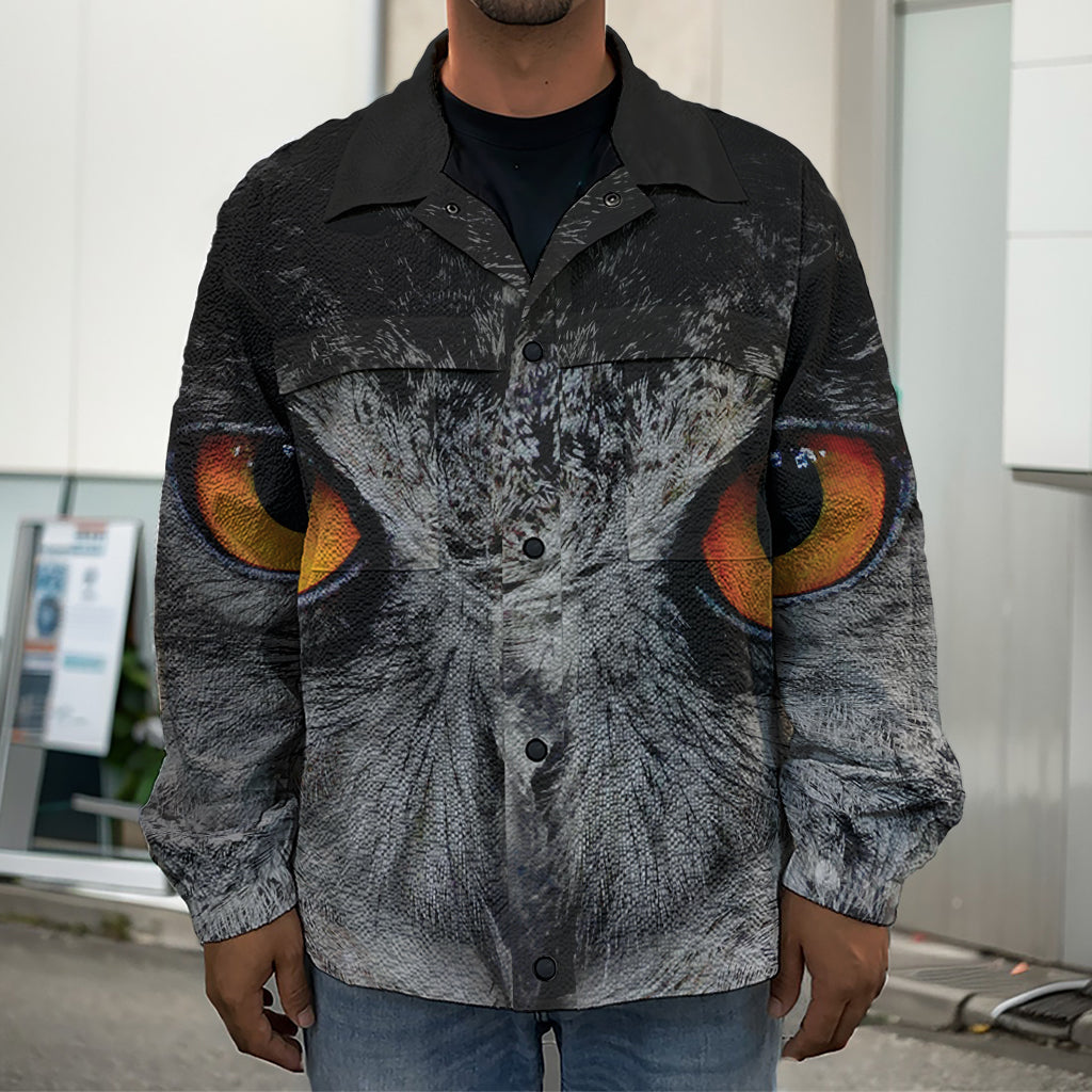 Owl Eyes Print Men's Shirt Jacket
