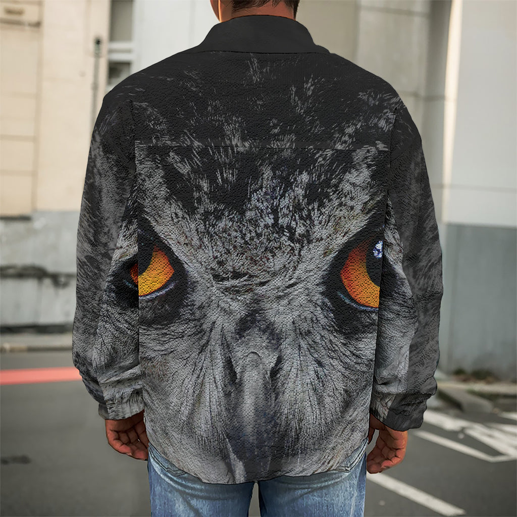 Owl Eyes Print Men's Shirt Jacket