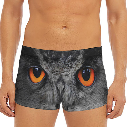 Owl Eyes Print Men's Short Boxer Briefs