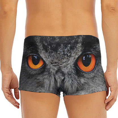 Owl Eyes Print Men's Short Boxer Briefs