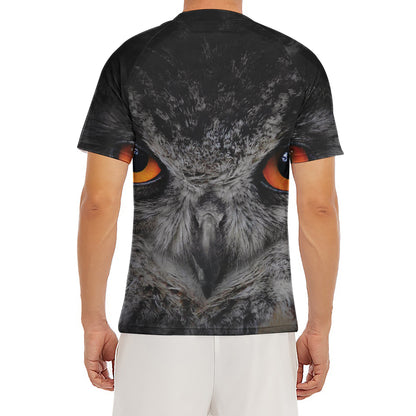 Owl Eyes Print Men's Short Sleeve Rash Guard