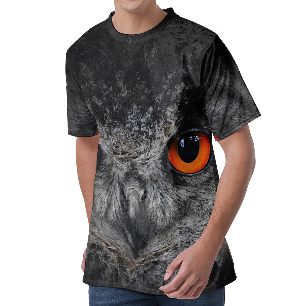 Owl Eyes Print Men's Velvet T-Shirt