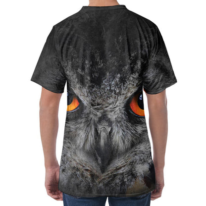 Owl Eyes Print Men's Velvet T-Shirt