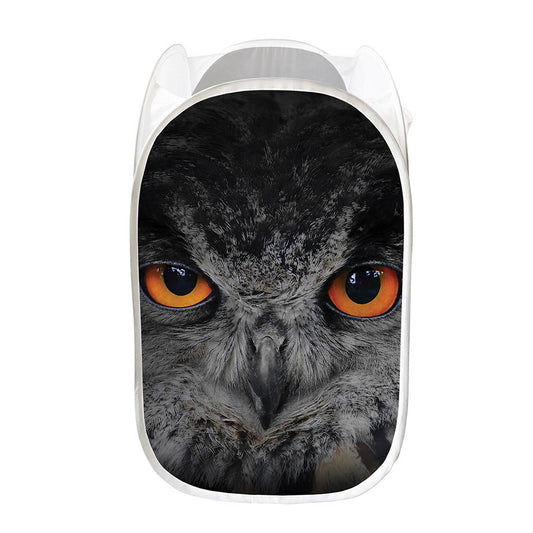 Owl Eyes Print Mesh Laundry Hamper
