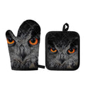 Owl Eyes Print Oven Mitt And Pot Holder Set