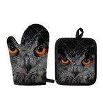 Owl Eyes Print Oven Mitt And Pot Holder Set
