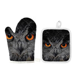 Owl Eyes Print Oven Mitt And Pot Holder Set