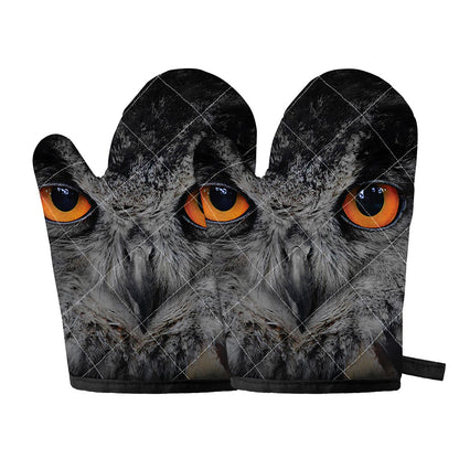 Owl Eyes Print Oven Mitts