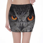 Owl Eyes Print Pencil Mini Skirt