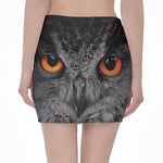 Owl Eyes Print Pencil Mini Skirt