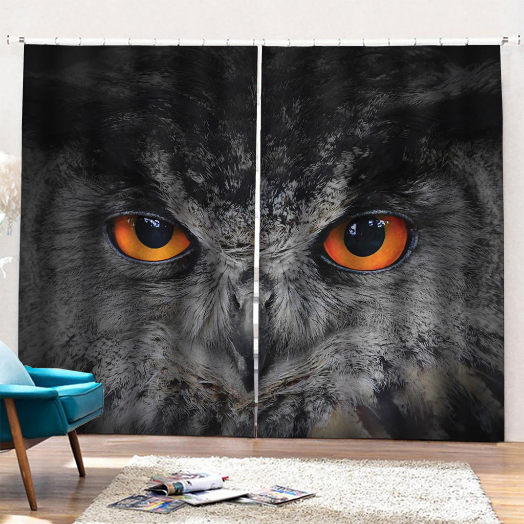 Owl Eyes Print Pencil Pleat Curtains