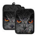 Owl Eyes Print Pot Holders With Pocket