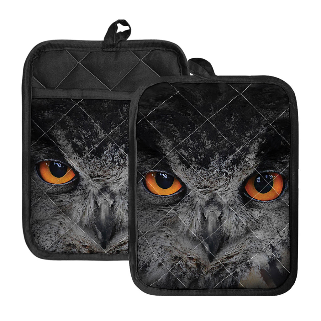 Owl Eyes Print Pot Holders With Pocket