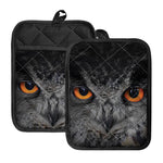 Owl Eyes Print Pot Holders With Pocket