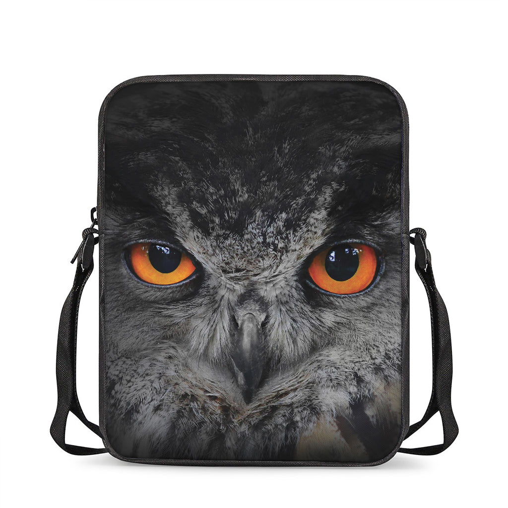 Owl Eyes Print Rectangular Crossbody Bag
