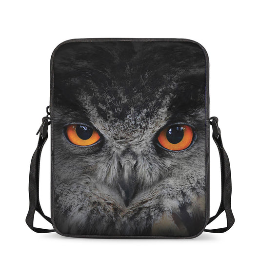 Owl Eyes Print Rectangular Crossbody Bag