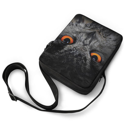 Owl Eyes Print Rectangular Crossbody Bag