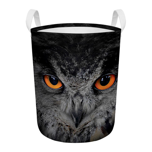 Owl Eyes Print Round Laundry Basket