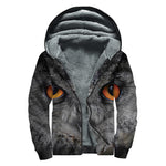 Owl Eyes Print Sherpa Lined Zip Up Hoodie