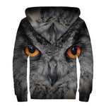 Owl Eyes Print Sherpa Lined Zip Up Hoodie