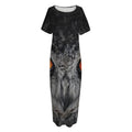Owl Eyes Print Short Sleeve Long Nightdress