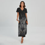 Owl Eyes Print Short Sleeve Maxi Dress