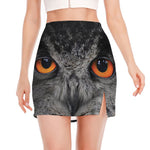Owl Eyes Print Side Slit Mini Skirt