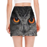 Owl Eyes Print Side Slit Mini Skirt